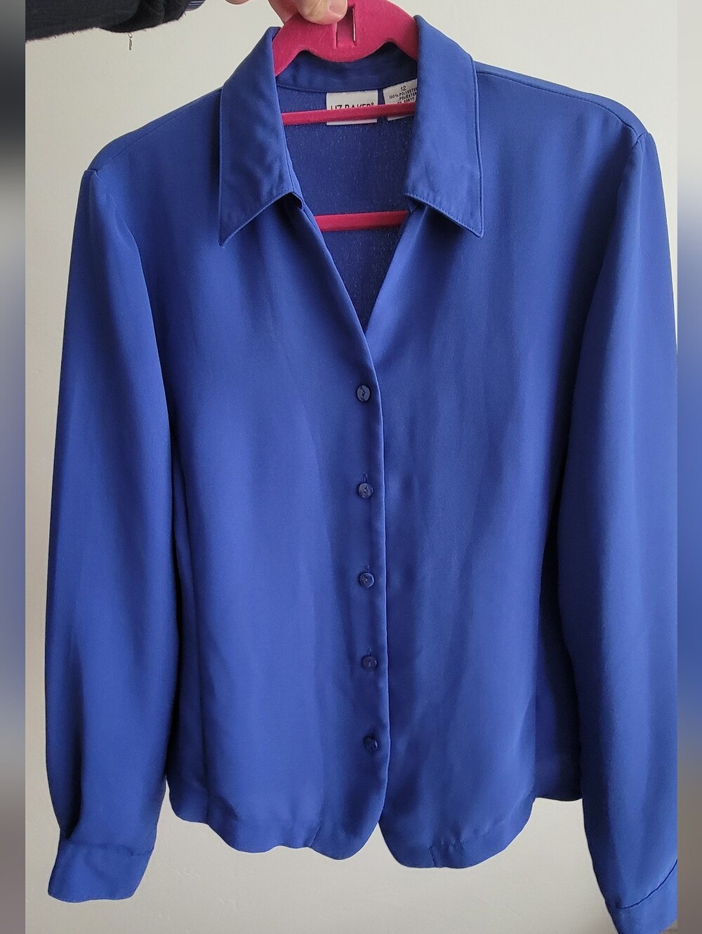 Classic Button-Front Women's Blouse - Royal Blue 12